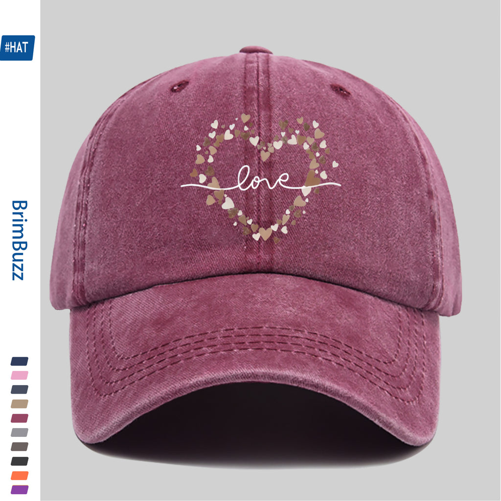 Minimalist Heart-Pattern Printed Baseball Cap, Unisex Sun Hat, Available in Multiple Colors, Dad Hat, Comfortable And Lightweight Sun Hat, Washed Vintage Cap, American Street Skateboard Cap, Vintage Accessory, Exquisite Gift for Women