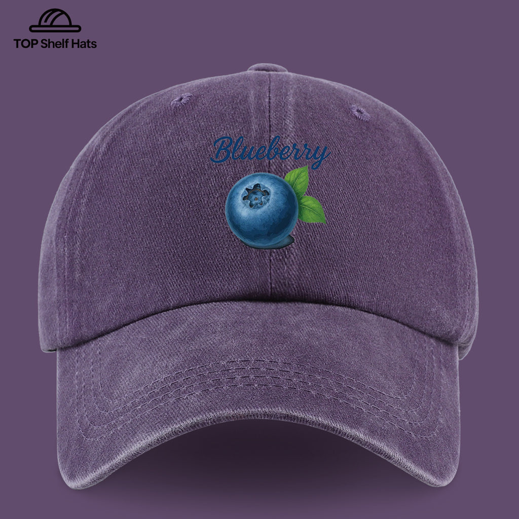 1pc Blueberry-Themed Realistic Fruit Print Baseball Cap, Comfortable And Breathable Sun Hat, Fashionable Easy And Aesthetic Unisex Baseball Cap, Adjustable Size, Trucker Cap, Beach Vacation Hat, Suitable for Outdoor Picnics, Camping, Shopping