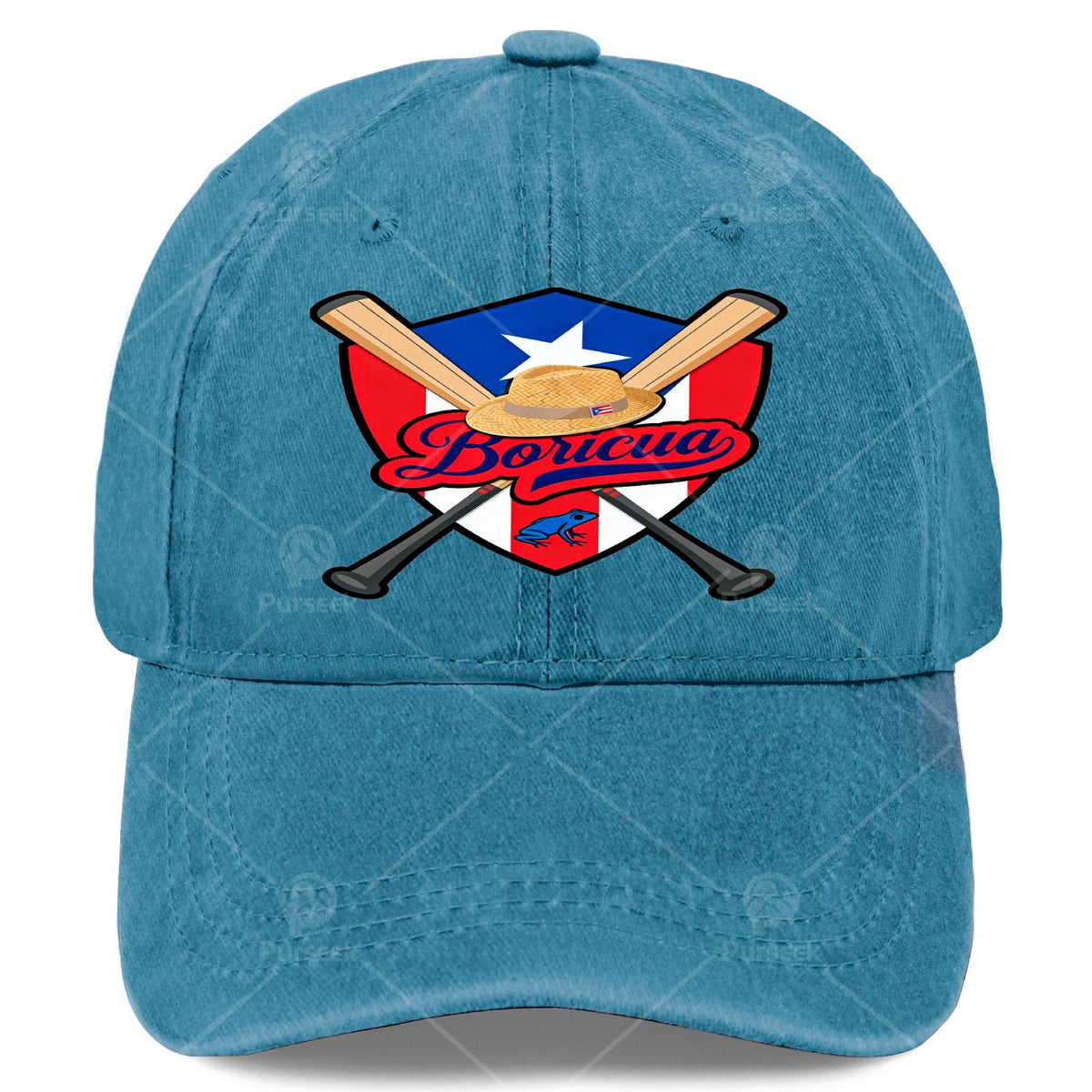 Boricua Puerto Rico Baseball Coqui Frog Pava Hat Fan Baseball Hat Unisex
