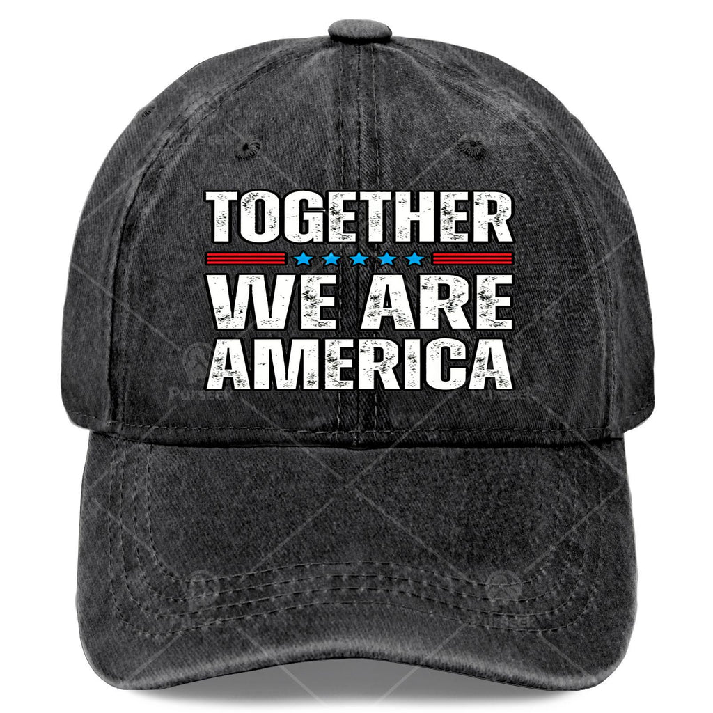 Together We Are America US Flag Vintage Baseball Hat Unisex Funny Washed