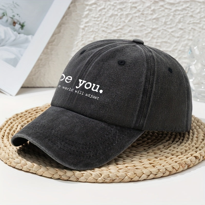 Spring Summer New Versatile White Baseball Cap for Women, Vintage Letter Print Sunshade Hat, Personality Trendy Dad Hat, Breathable Comfortable Soft Washed Vintage Style