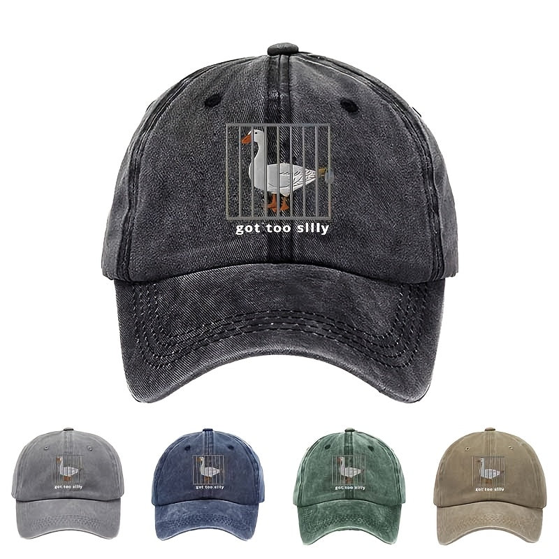 Funny Goose Cage Print Baseball Cap - Realistic Goose, Casual & Hat for Back-to, Graduation Parties - Hand Washable (Bird Escape Pattern) - Daily Wear Accessory