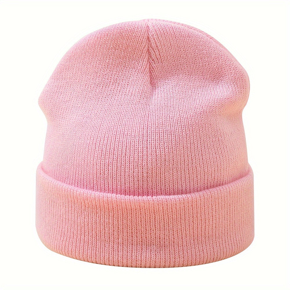 Outdoor Knit Hat Men'S Solid Color Winter Warm Elastic Large Premium Knit Hat Men Women Warm Cold-Proof Cap Easy