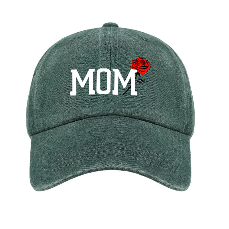 1 Top Water Washed Old Printed Baseball Cap Adult Casual Versatile Retro Old Style MOM Printed Water Washed Soft Top Baseball Cap Unisex Sun Hat