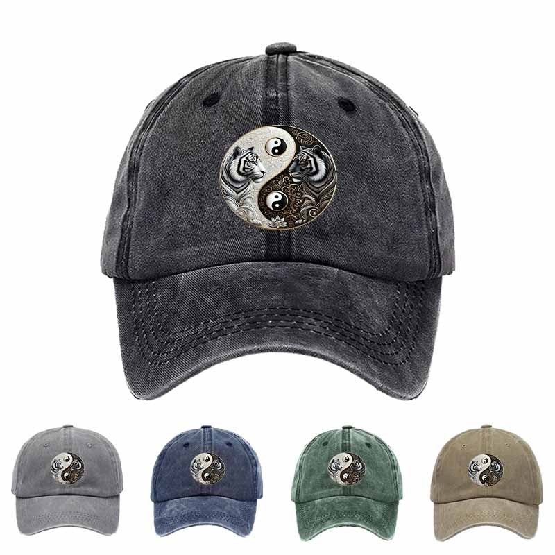 Trendy Yin Yang Baseball Cap, Double Tiger Yin Yang Pattern, Everyday Wear, Best Gift