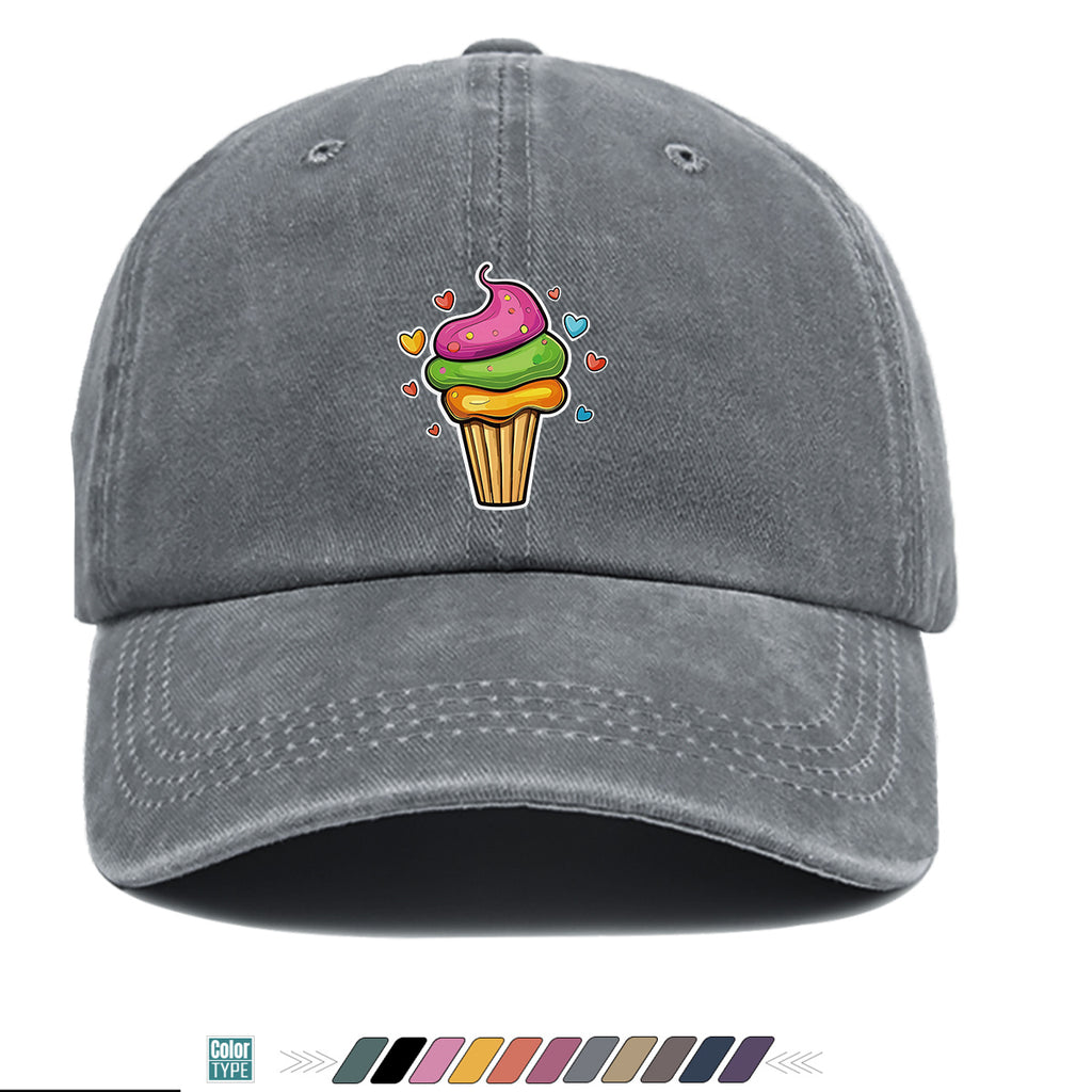 1pc Colorful Cream Cake Print Baseball Cap, Sweet Cute Sun Hat, Fashionable Individual Aesthetic Unisex Cap, Adjustable Size Street Trendy Hat, Bestie Outing Hat, Suitable for Daily Commute, Dates, Parties, Amusement Parks, Afternoon Tea
