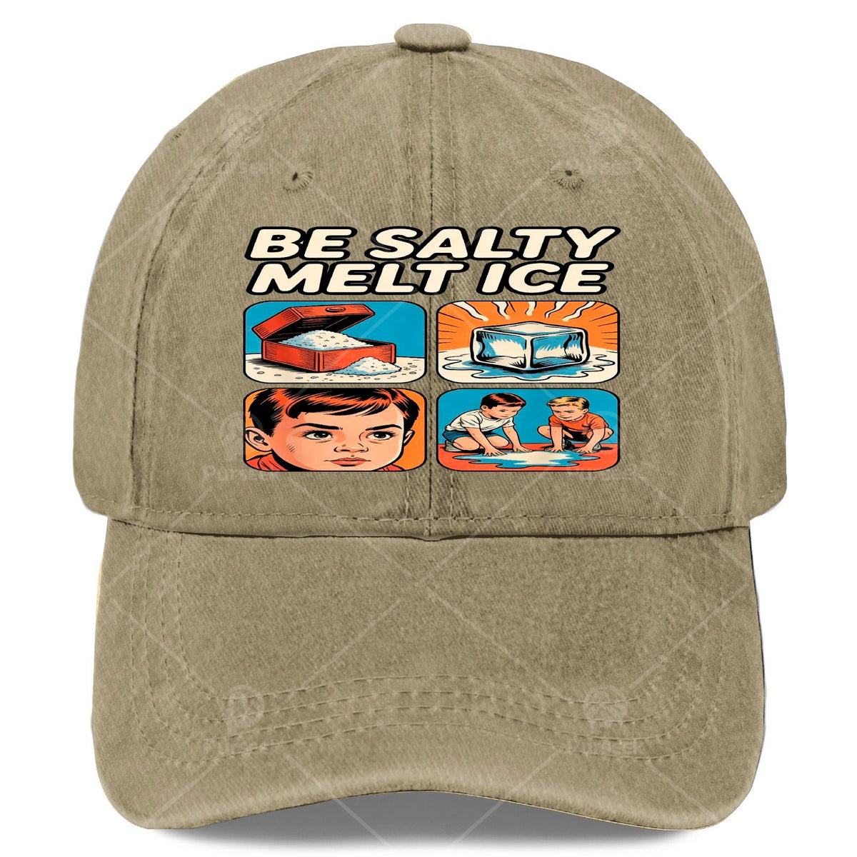 Unisex Fashion Baseball with a Washed And Distressed Look, Featuring The Humorous Phrase 'Stay Salts Melt I CE' As a Fun Gift
