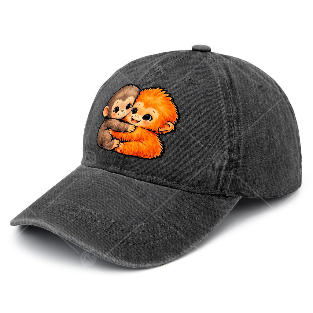 Monkey Punchs Plush Hugging Baseball - Retro Full-Body Print Suitable for Christmas, Games & 4th of, Unisex Washed Hat with Monkey, Lightweight for Independence Day Events (Hand Washable)