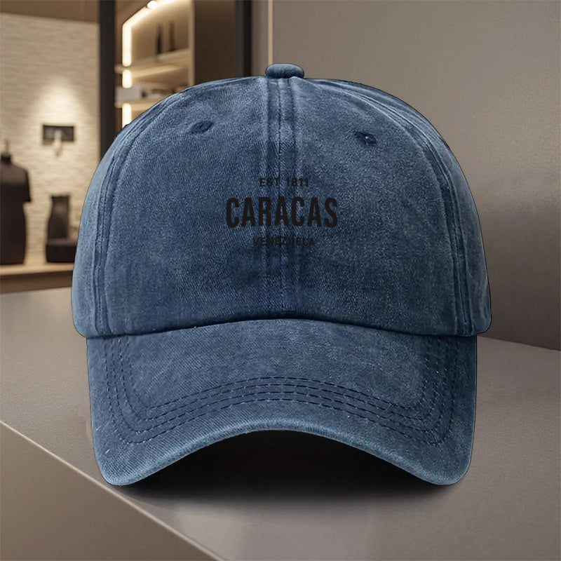 1 Caracas Venezuela Vintage Baseball Cap - Adjustable Snapback Hat with Traditional Venezuelan Design, Lightweight Polyester for Men and Women, Suitable for Outdoor Sports, Travel, Casual and Formal Occasions - Comfortable, Breathable, and Durable