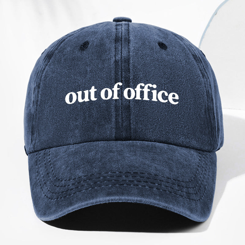 Unisex "Out of Office" Letter Print Washed Vintage Baseball Cap, Fashionable Sun Outdoor Hat for Men and Women, Adjustable Trucker Hat Suitable for All Seasons and Daily Wear