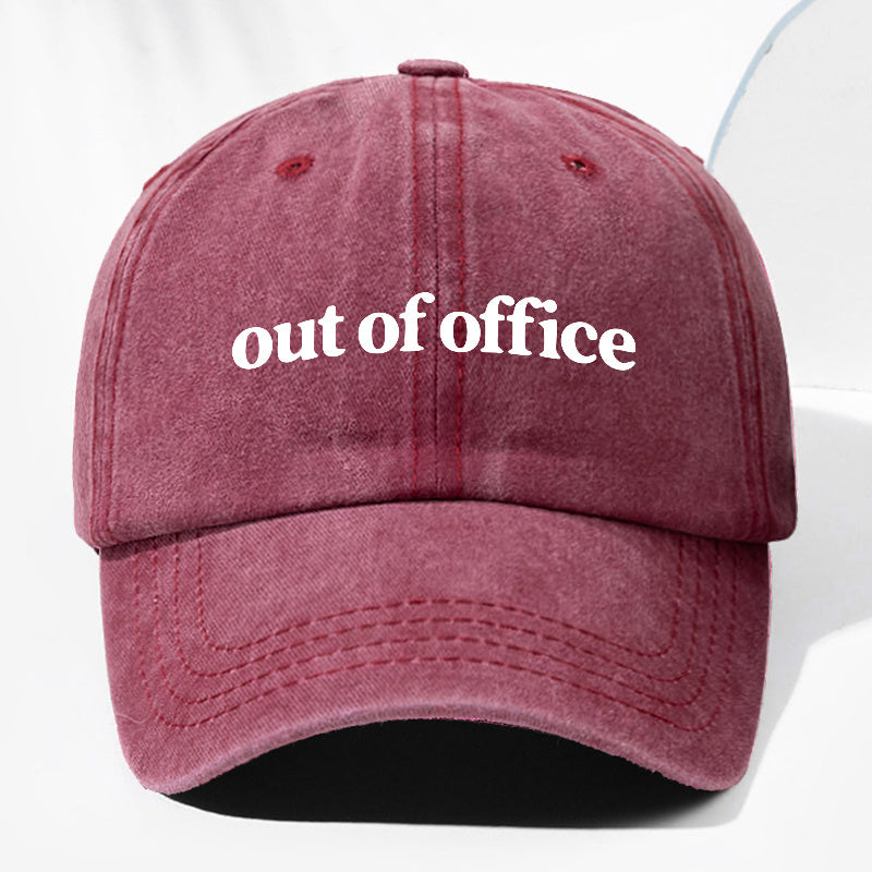 Unisex "Out of Office" Letter Print Washed Vintage Baseball Cap, Fashionable Sun Outdoor Hat for Men and Women, Adjustable Trucker Hat Suitable for All Seasons and Daily Wear