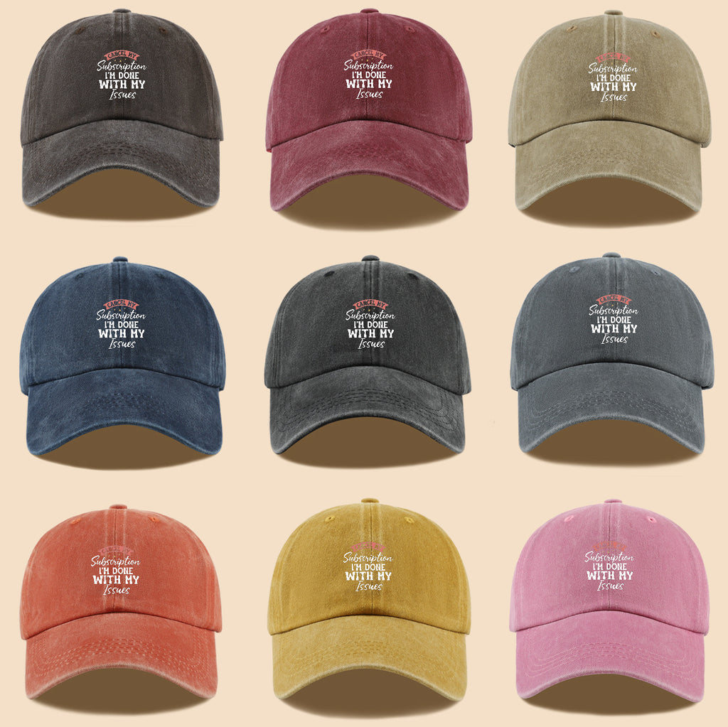 1pc "CANL MY Subscription I'M DONE with MY Issues" Text Print Baseball Cap,  Trendy Duckbill Hat, Fashionable Minimalist Design, Unisex Adjustable Sun Hat, Street Hip-Hop Style Versatile Cap, Essential for Outdoor Outings, Daily Leisure