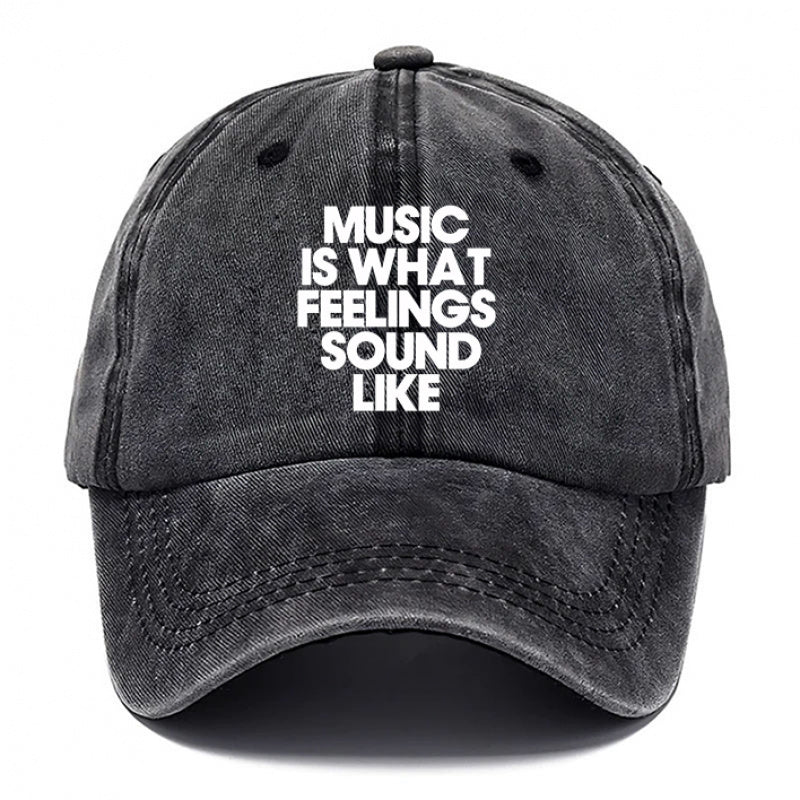 1 Music Print Cap, Women's Outdoor Style Hat, Men's Beach Hat, Washed Baseball Cap, Breathable Washed Cap, Adjustable DAD Cap, Suitable for Outdoor Activities and Parties, for Personal Use or as a Birthday Gift