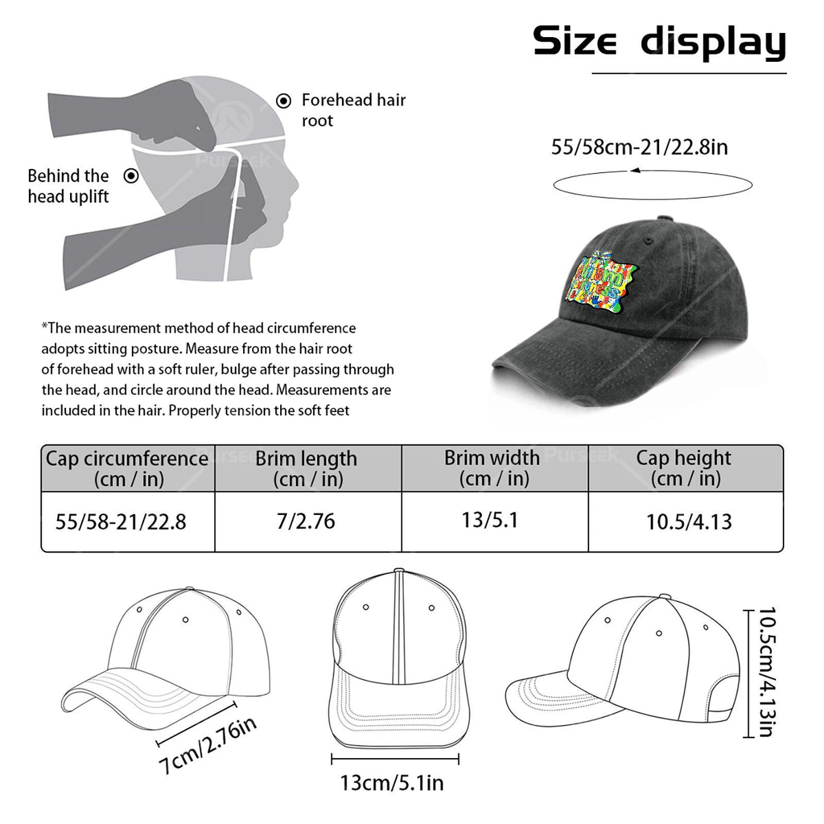 Fashionable Baseball Cap, Unisex, Featuring a Bright Patchwork Design to Promote Autism Awareness