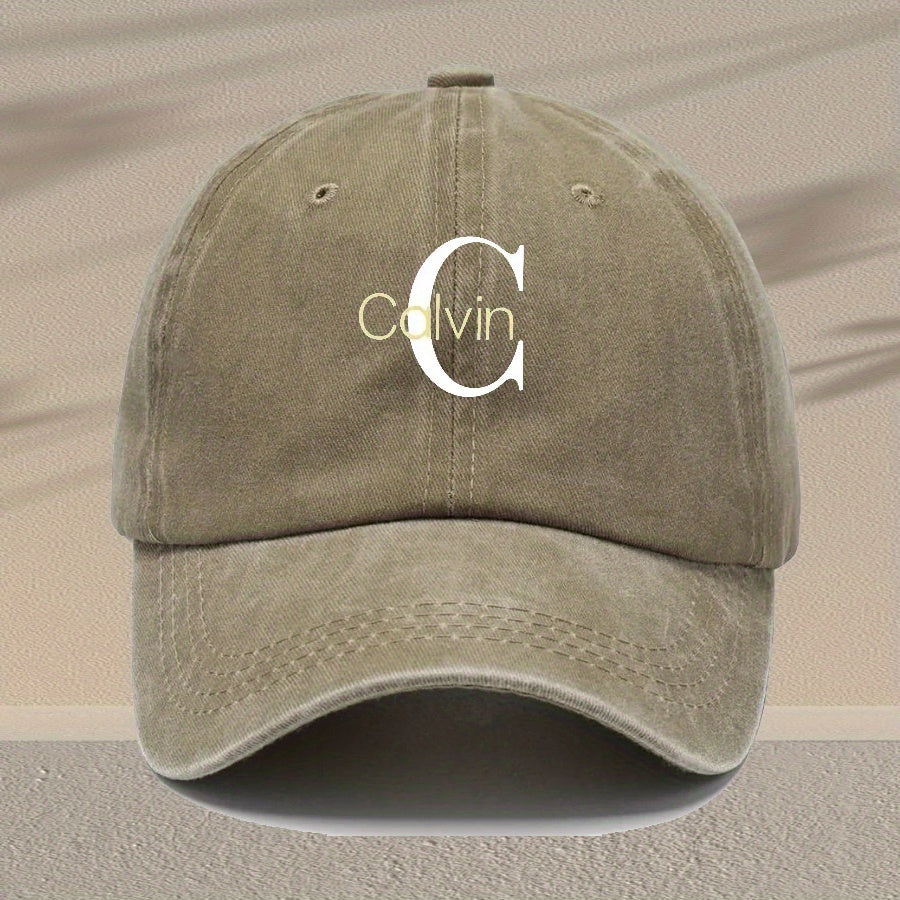 Unisex Vintage Washed Baseball Cap - Adjustable Breathable Dad Hat with Distressed 'C' Logo, Lightweight 100% Viscose Rayon, Multi-Color Options for Outdoor & Casual Wear, Retro Style, Adjustable Fit