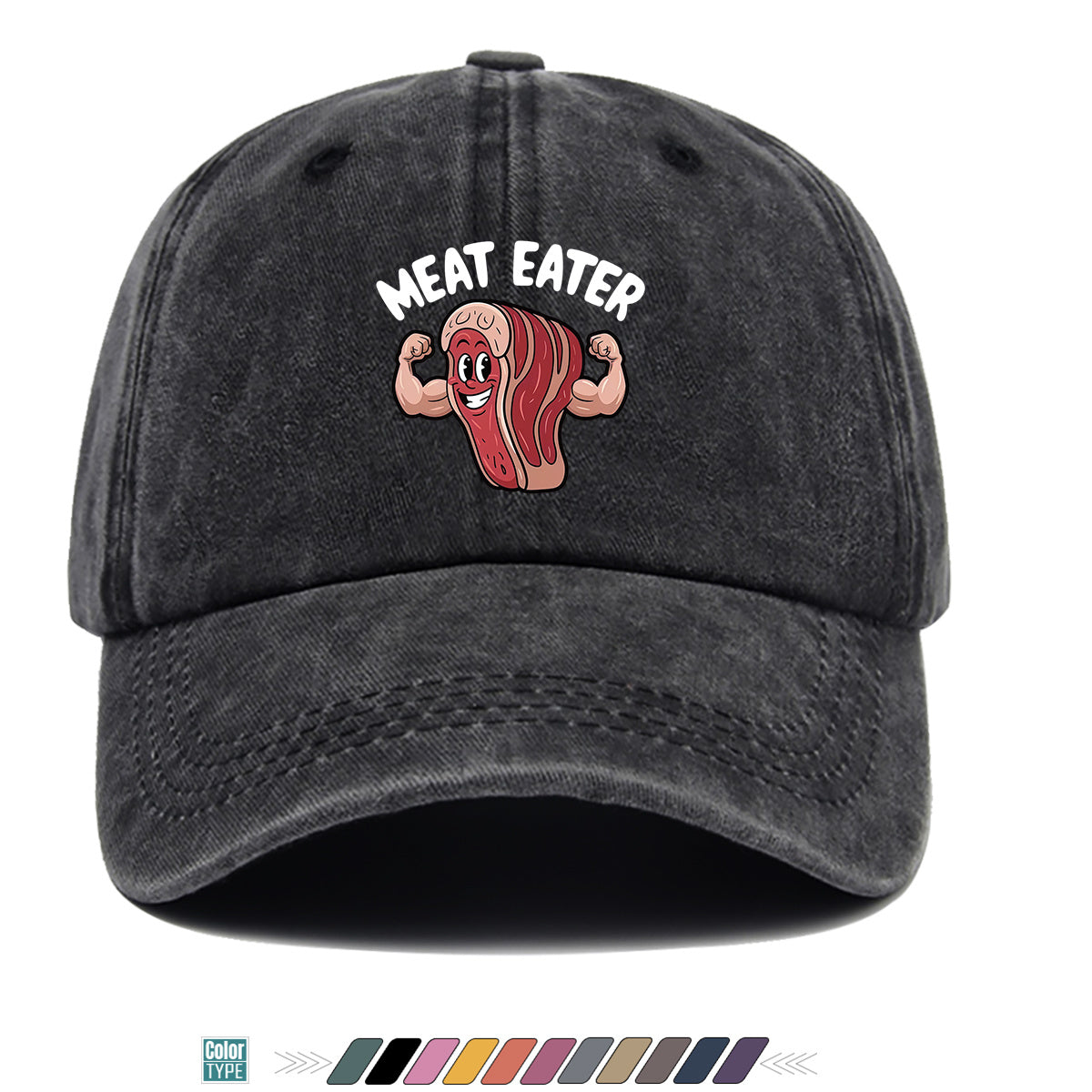 1pc 1pcs Muscle Steak Print Baseball Cap Suitable for Men & Women, Adjustable Duckbill Hat with Steak, Food-Themed Gift for BBQ Parties, Picnic, Outdoor, Casual Wear, Sports Hat for Foodie Friends, Birthday Present