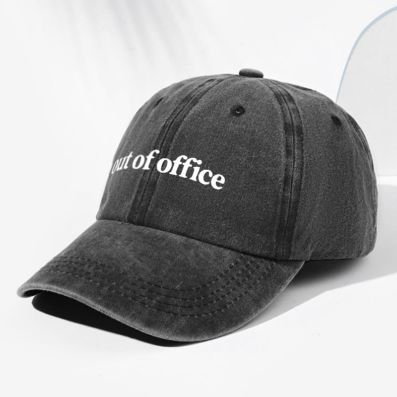 Unisex "Out of Office" Letter Print Washed Vintage Baseball Cap, Fashionable Sun Outdoor Hat for Men and Women, Adjustable Trucker Hat Suitable for All Seasons and Daily Wear
