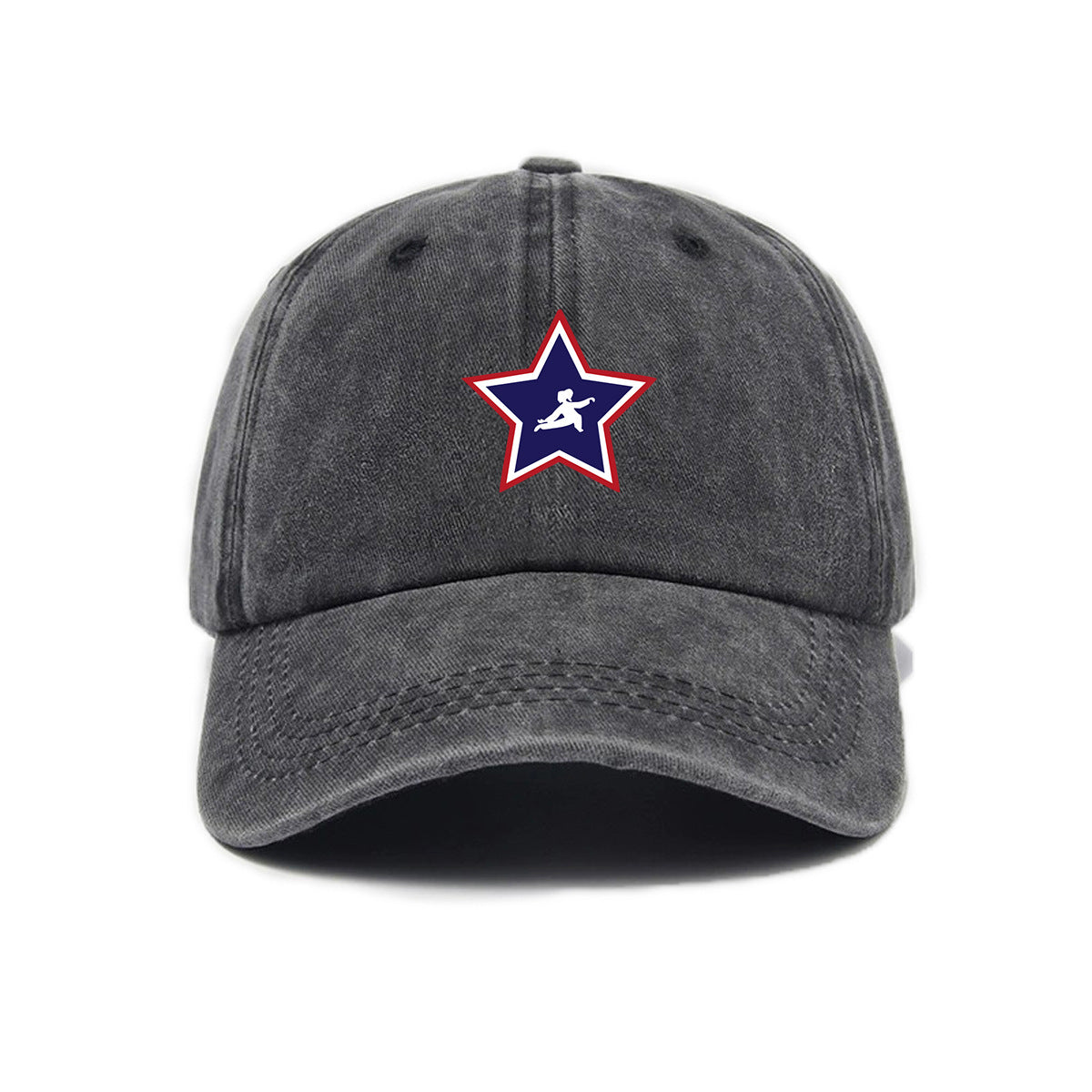 1 Washed Distressed Printed Baseball Cap for Adults, Versatile Five-Pointed Star Print Washed Distressed Soft Top Sun Baseball Cap, Unisex Fashion Baseball Cap