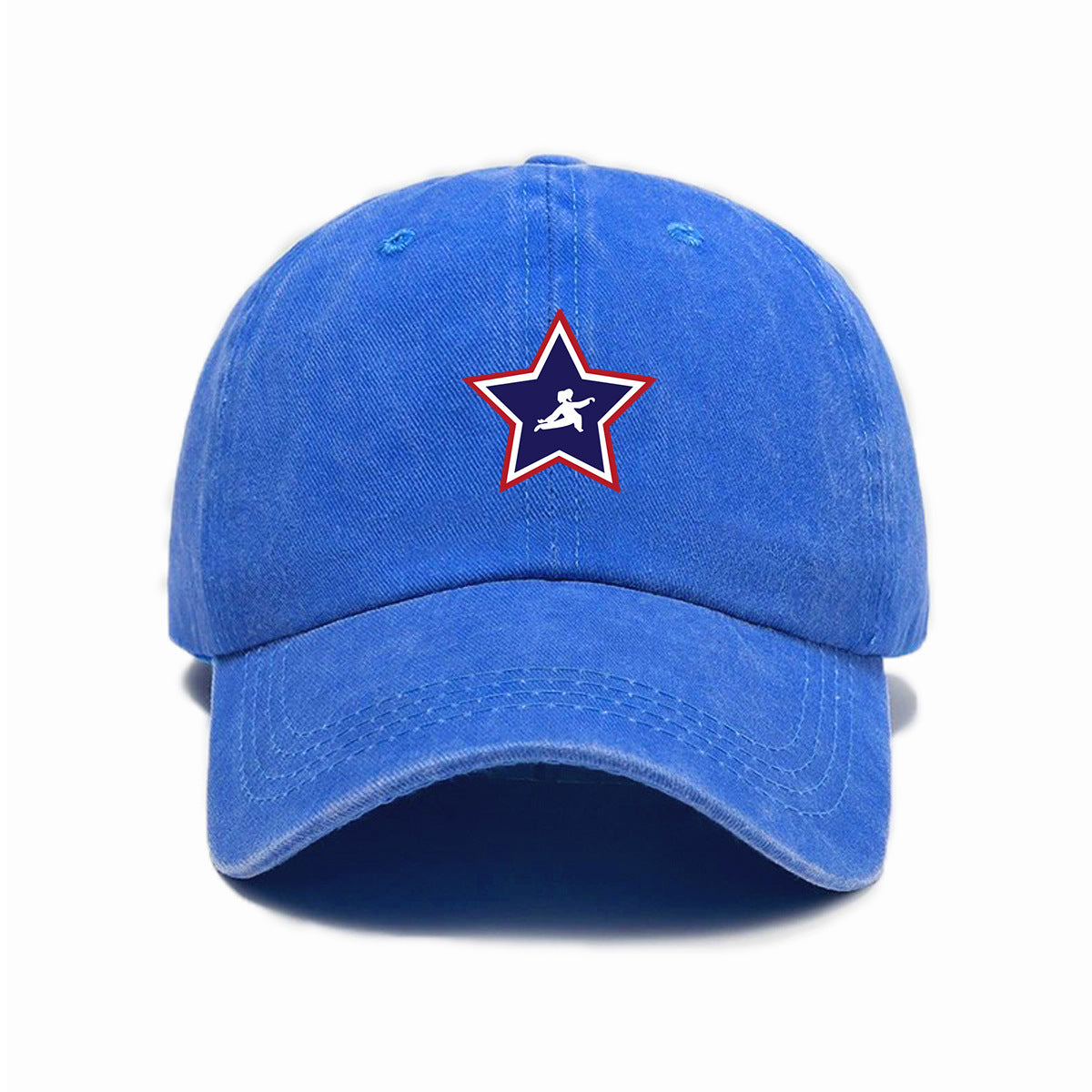 1 Washed Distressed Printed Baseball Cap for Adults, Versatile Five-Pointed Star Print Washed Distressed Soft Top Sun Baseball Cap, Unisex Fashion Baseball Cap