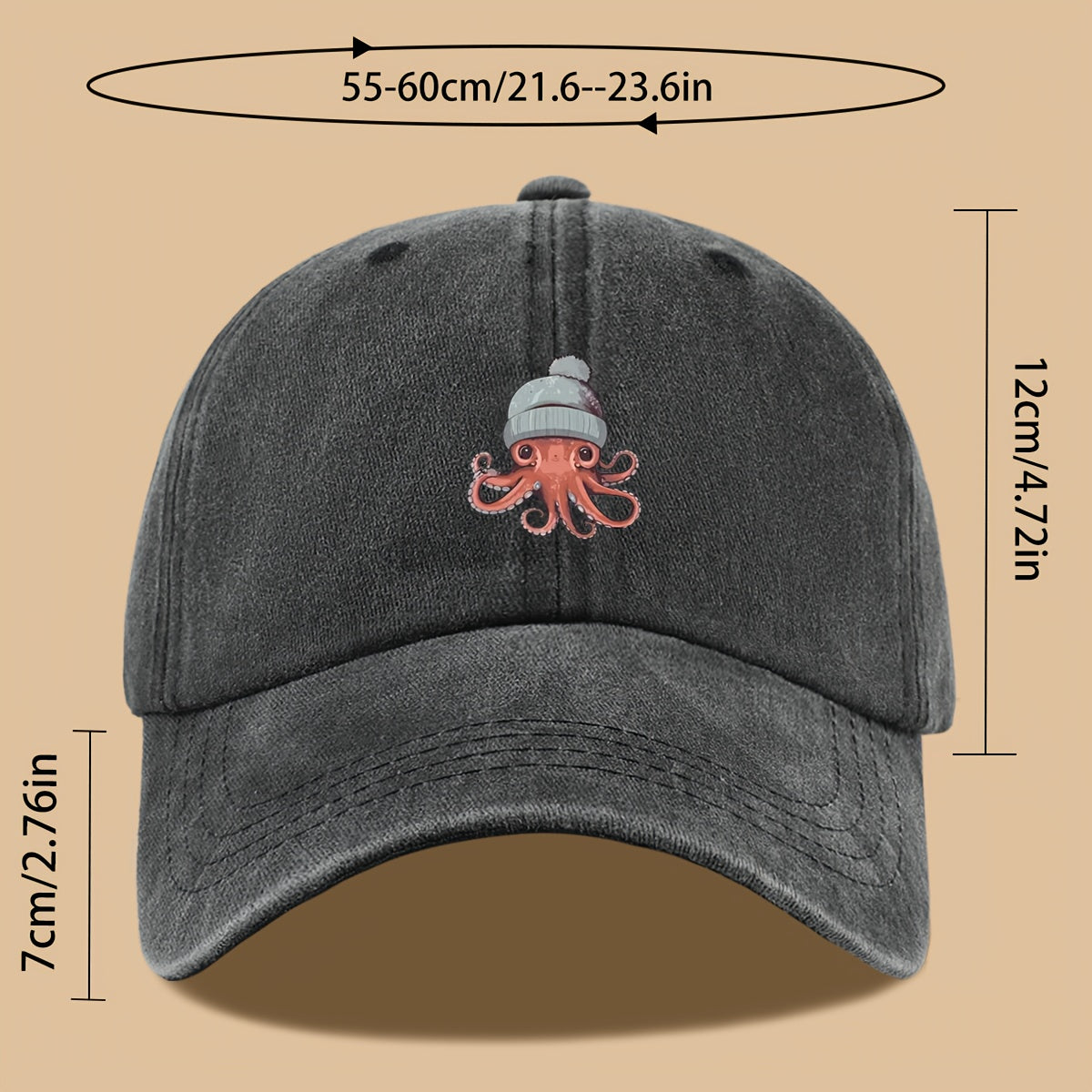 1pc Octopus Print Baseball Cap, Lightweight, Comfortable, and Breathable Outdoor Sun Hat, Stylish, Simple, and Aesthetic, Adjustable Size Baseball Cap for Men and Women, Trucker Dad Hat, Mom's Beach Vacation Hat, Suitable for Outdoor Fishing