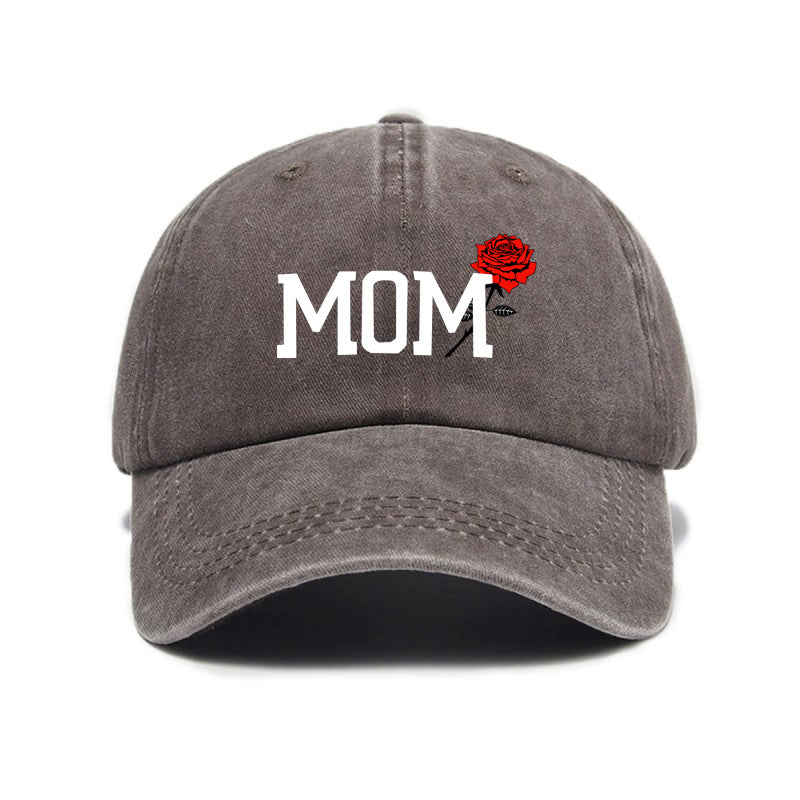 1 Top Water Washed Old Printed Baseball Cap Adult Casual Versatile Retro Old Style MOM Printed Water Washed Soft Top Baseball Cap Unisex Sun Hat