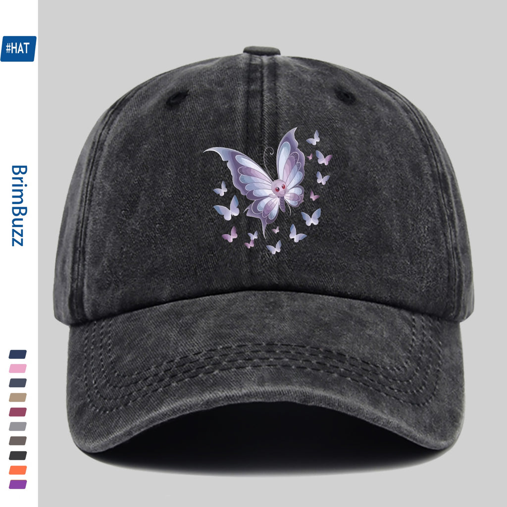 1 Butterfly Print Trucker Hat, Suitable for Travel, Outdoor Activities, and Daily Wear- Adjustable Snapback Hat with Butterfly Pattern, Lightweight and Unisex, Vintage Baseball Cap, Suitable for the Beach, Cycling, Parties, and Casual Wear(hand Was