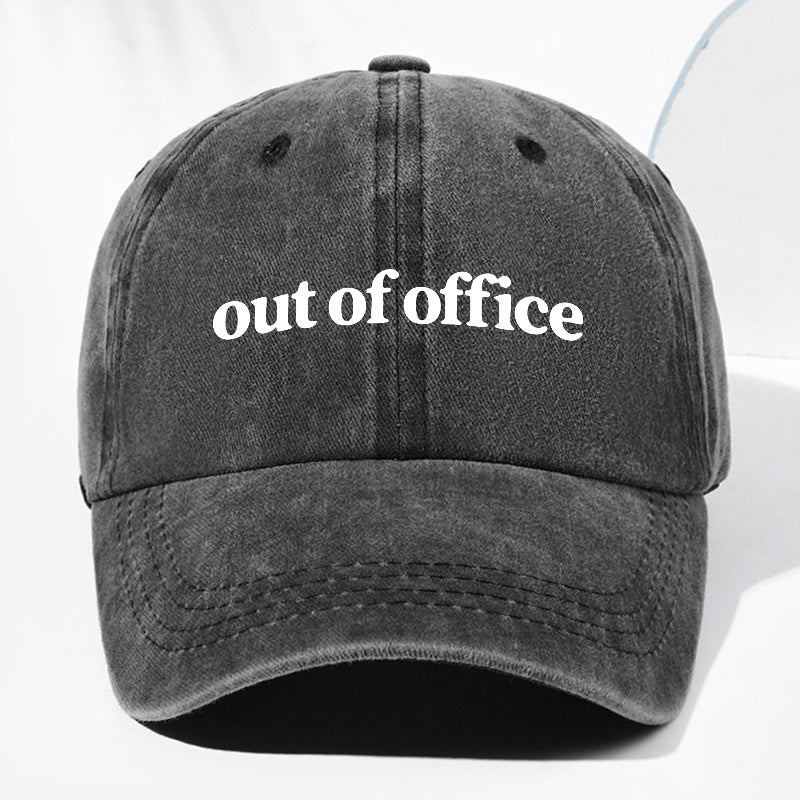 Unisex "Out of Office" Letter Print Washed Vintage Baseball Cap, Fashionable Sun Outdoor Hat for Men and Women, Adjustable Trucker Hat Suitable for All Seasons and Daily Wear