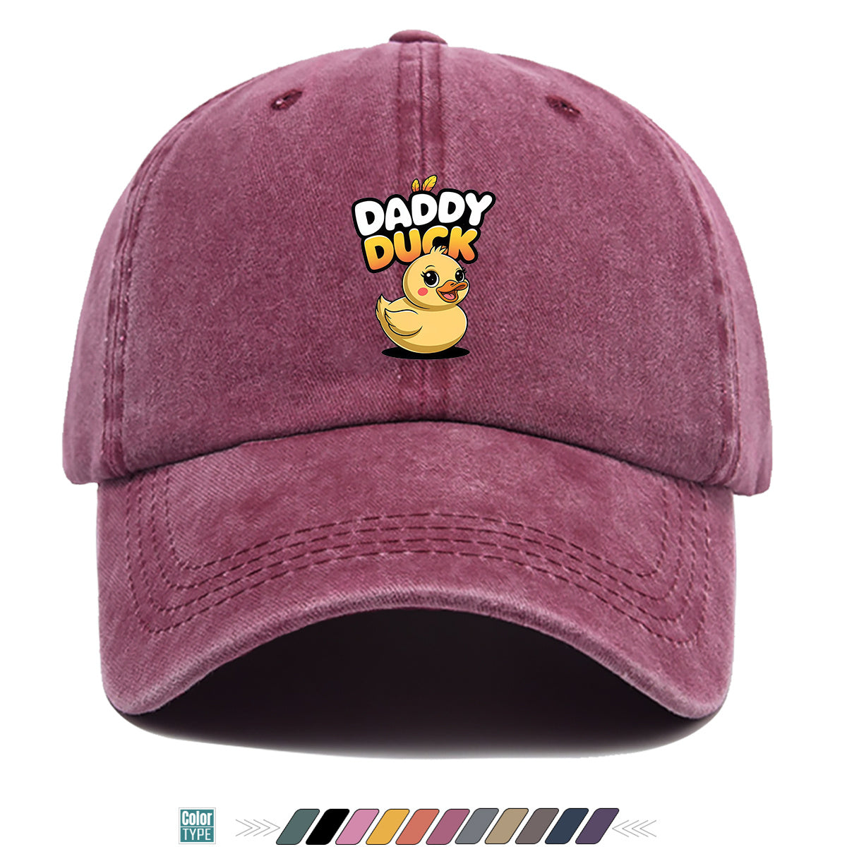 1pc "DADDY DU" Fun Rubber Duck Print Baseball Cap, Cute Cartoon Sun Hat, Fashion Casual All-Match Unisex Duckbill Cap, Adjustable Size, Dad Fishing Hat, Mom Shopping Hat, Hiking Riding Hat, Suitable for Daily Outing, Park Play, Party Gathering