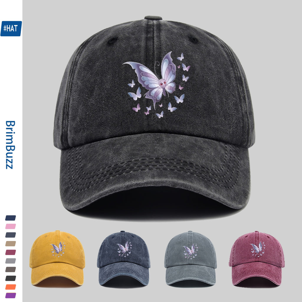 1 Butterfly Print Trucker Hat, Suitable for Travel, Outdoor Activities, and Daily Wear- Adjustable Snapback Hat with Butterfly Pattern, Lightweight and Unisex, Vintage Baseball Cap, Suitable for the Beach, Cycling, Parties, and Casual Wear(hand Was