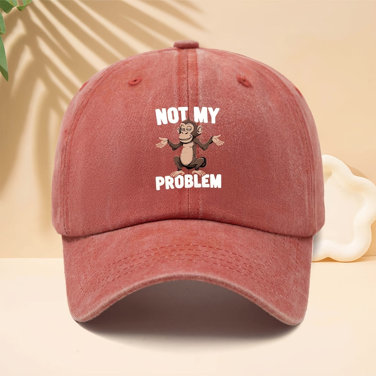 Baseball Cap with NOT MY PROBLEM Monkey Pattern, American Modern Funny Slouchy Street Style Adjustable Unisex Casual Hat, All-Season Adjustable Brim Hat for Walking, Parties, Shopping, Dates, And Parties, Hip-Hop Hat with Soft Top Design