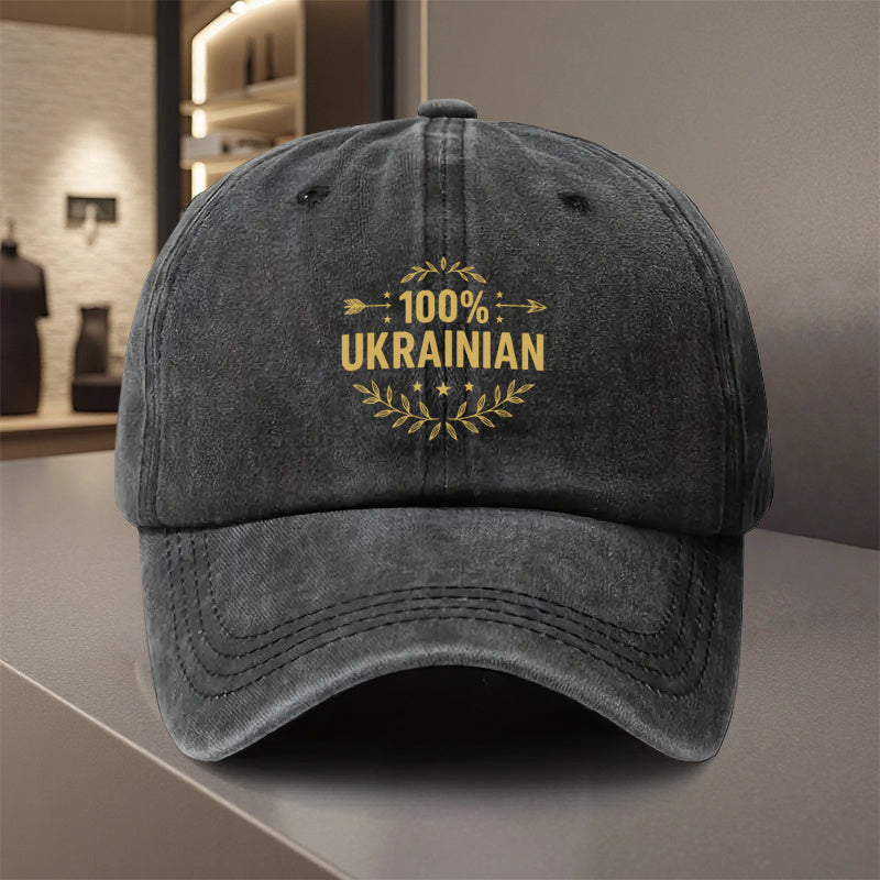 1pc, Adjustable Baseball Cap with "100% Ukrainian" Design, Polyester Fiber Lightweight Printed Craft, Suitable for Outdoor Sports And Camping Enthusiasts, Trendy Couple Hat, Golf Cap, Trucker Cap, Fashionable Baseball Cap