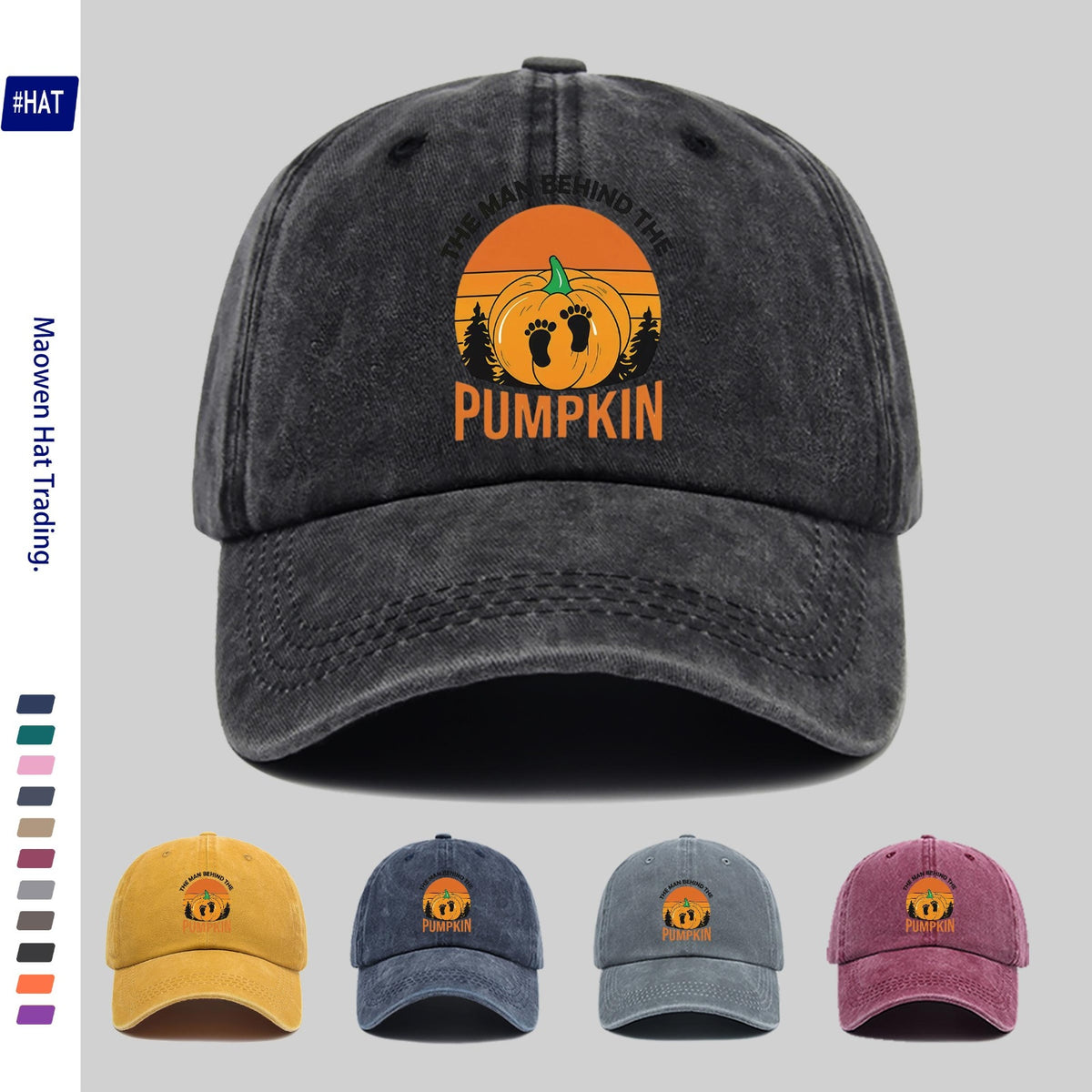 1 Halloween Pumpkin Footprint Pattern Heat-Pressed Washable Cap, New Vintage-Style Baseball Cap for Autumn And Winter, Unisex Adjustable Lightweight Outdoor Cap, Suitable for All Seasons, Travel And Casual Wear, Ideal for Sports Enthusiasts, Durable