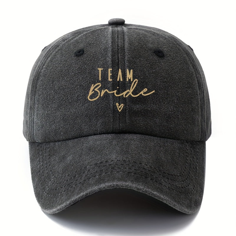 "TEAM Bride" Embroidered Baseball Cap - Stylish Black, Olive Green, Pink, And Navy Blue Options, Casual & Outdoor Lightweight Trucker Hat with Adjustable Snapback, Casual Headwear | Embroidered Design | Lightweight