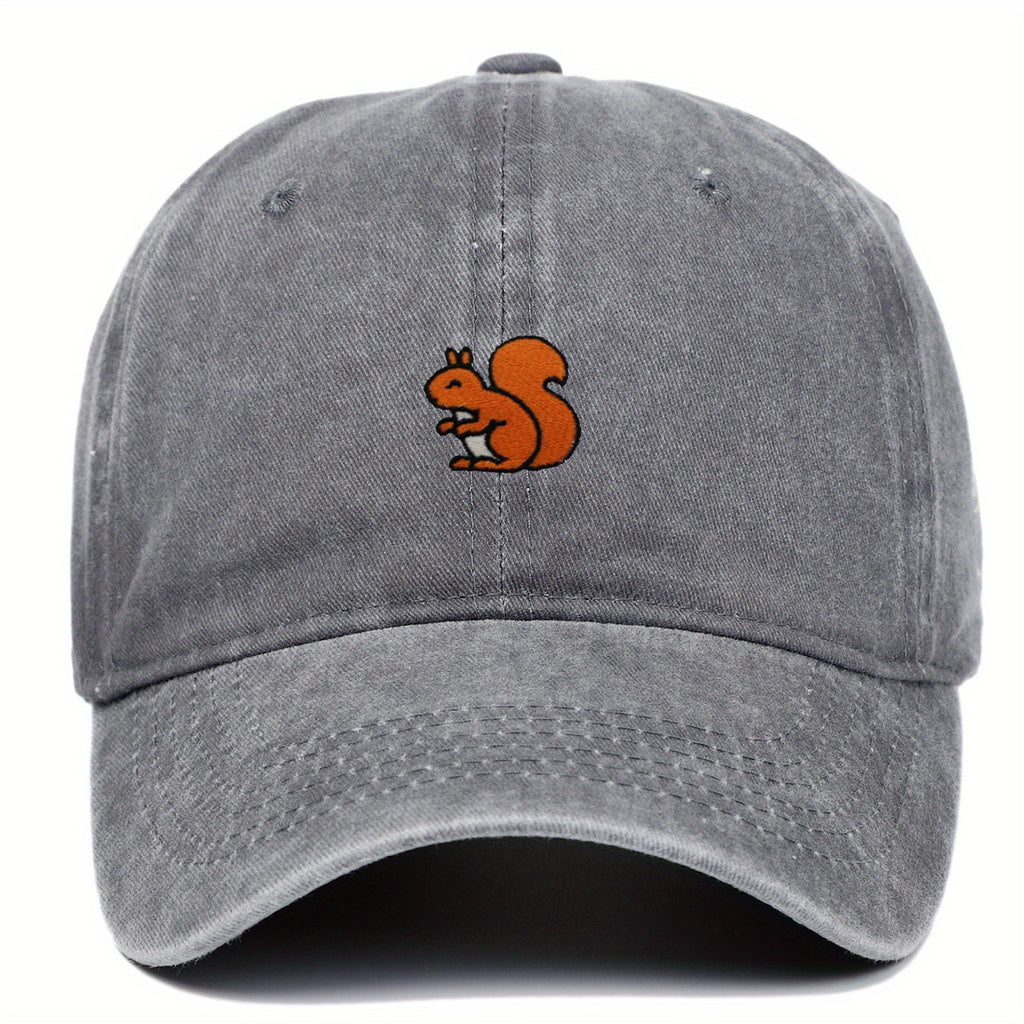 1 Adorable Squirrel Lightweight Baseball Hat - Stylish Trendy Urban Cap Retro Design Adjustable Baseball Hat Available in Various Colors Unisex Outdoor Sports Hat