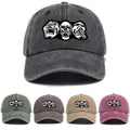 Fashion Easy Skull Print Washed Distressed Soft Top Sunshade Baseball Cap Unisex All-Match Baseball Cap