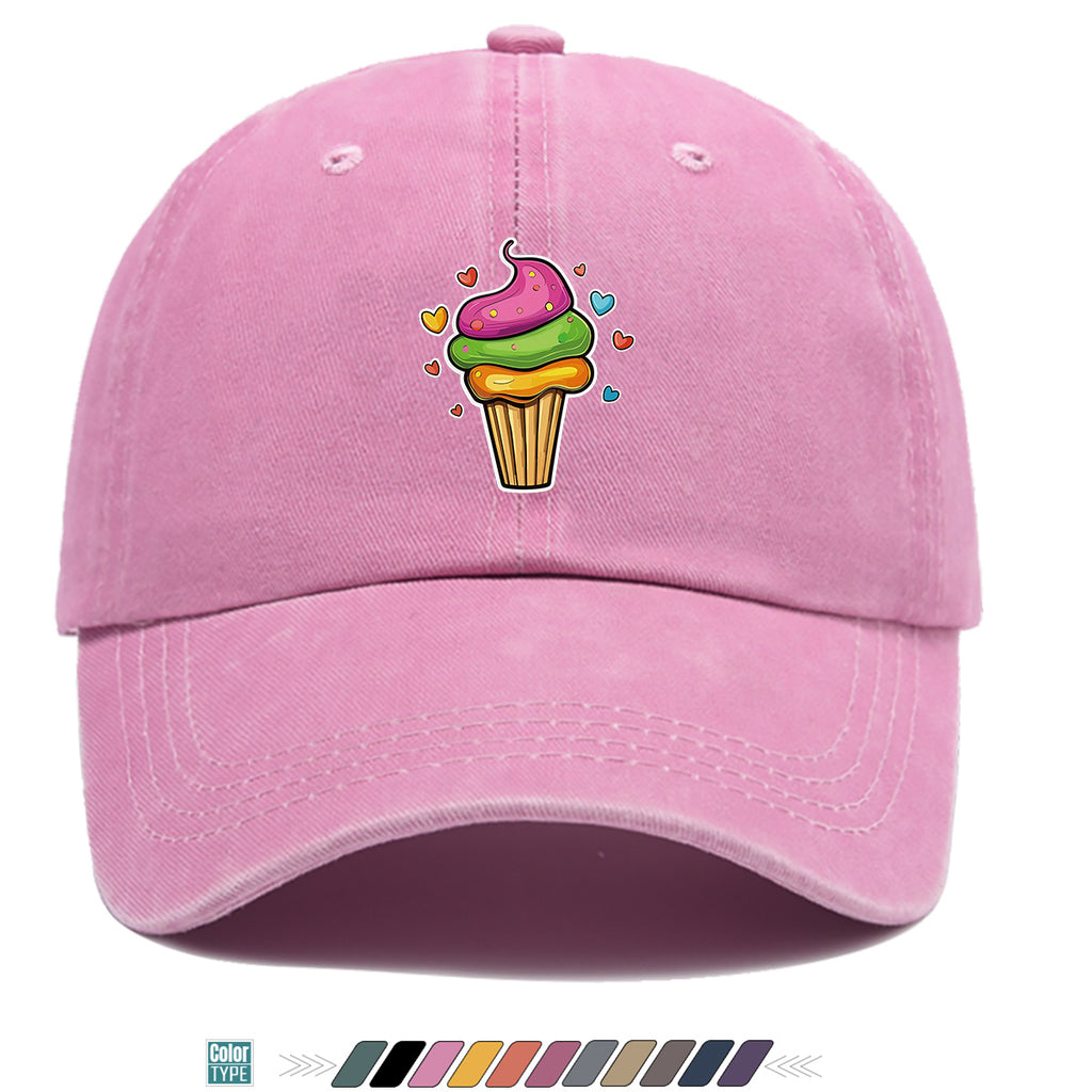 1pc Colorful Cream Cake Print Baseball Cap, Sweet Cute Sun Hat, Fashionable Individual Aesthetic Unisex Cap, Adjustable Size Street Trendy Hat, Bestie Outing Hat, Suitable for Daily Commute, Dates, Parties, Amusement Parks, Afternoon Tea
