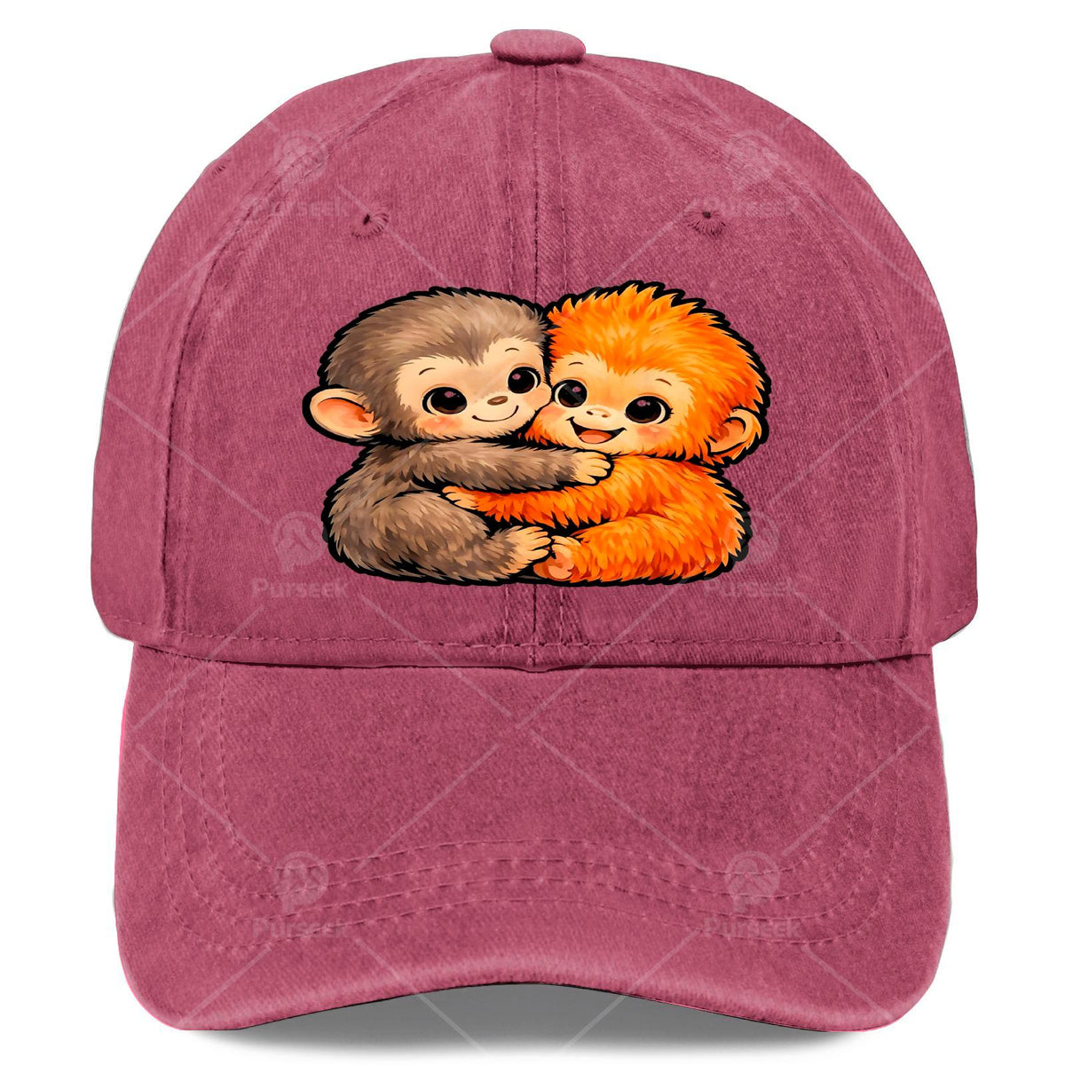 Monkey Punchs Plush Hugging Baseball - Retro Full-Body Print Suitable for Christmas, Games & 4th of, Unisex Washed Hat with Monkey, Lightweight for Independence Day Events (Hand Washable)
