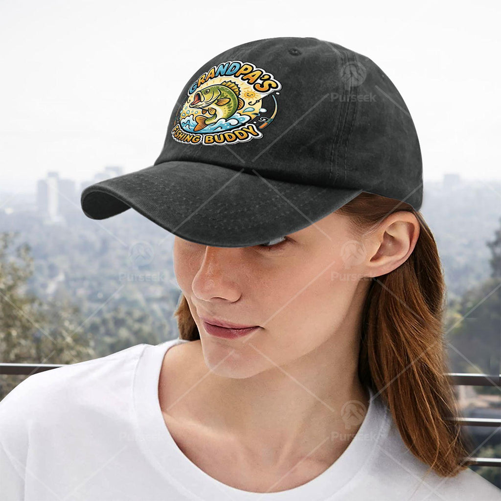 Fun Grandpa Angler Bass Fisherman Youth Boys Universal Baseball Cap