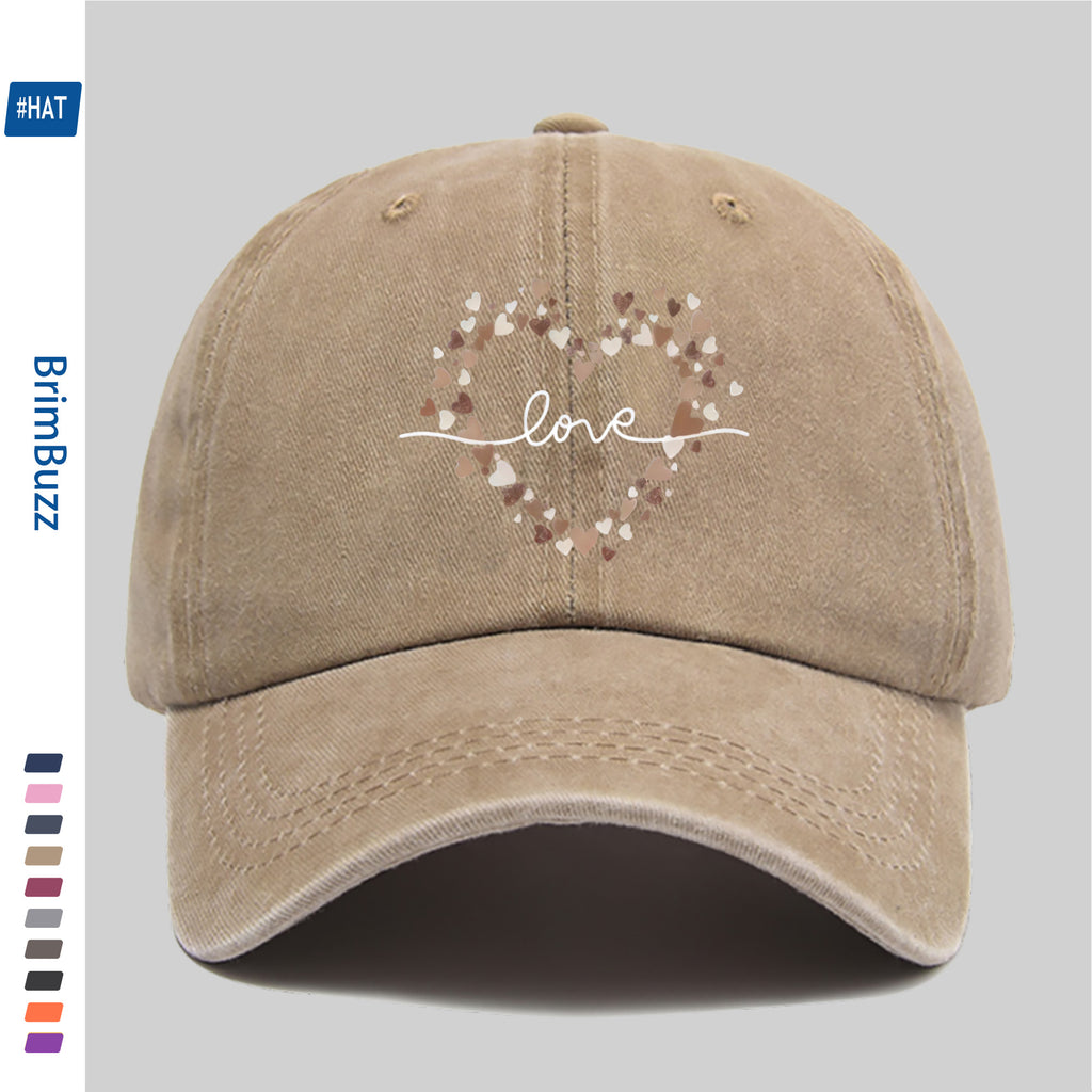 Minimalist Heart-Pattern Printed Baseball Cap, Unisex Sun Hat, Available in Multiple Colors, Dad Hat, Comfortable And Lightweight Sun Hat, Washed Vintage Cap, American Street Skateboard Cap, Vintage Accessory, Exquisite Gift for Women
