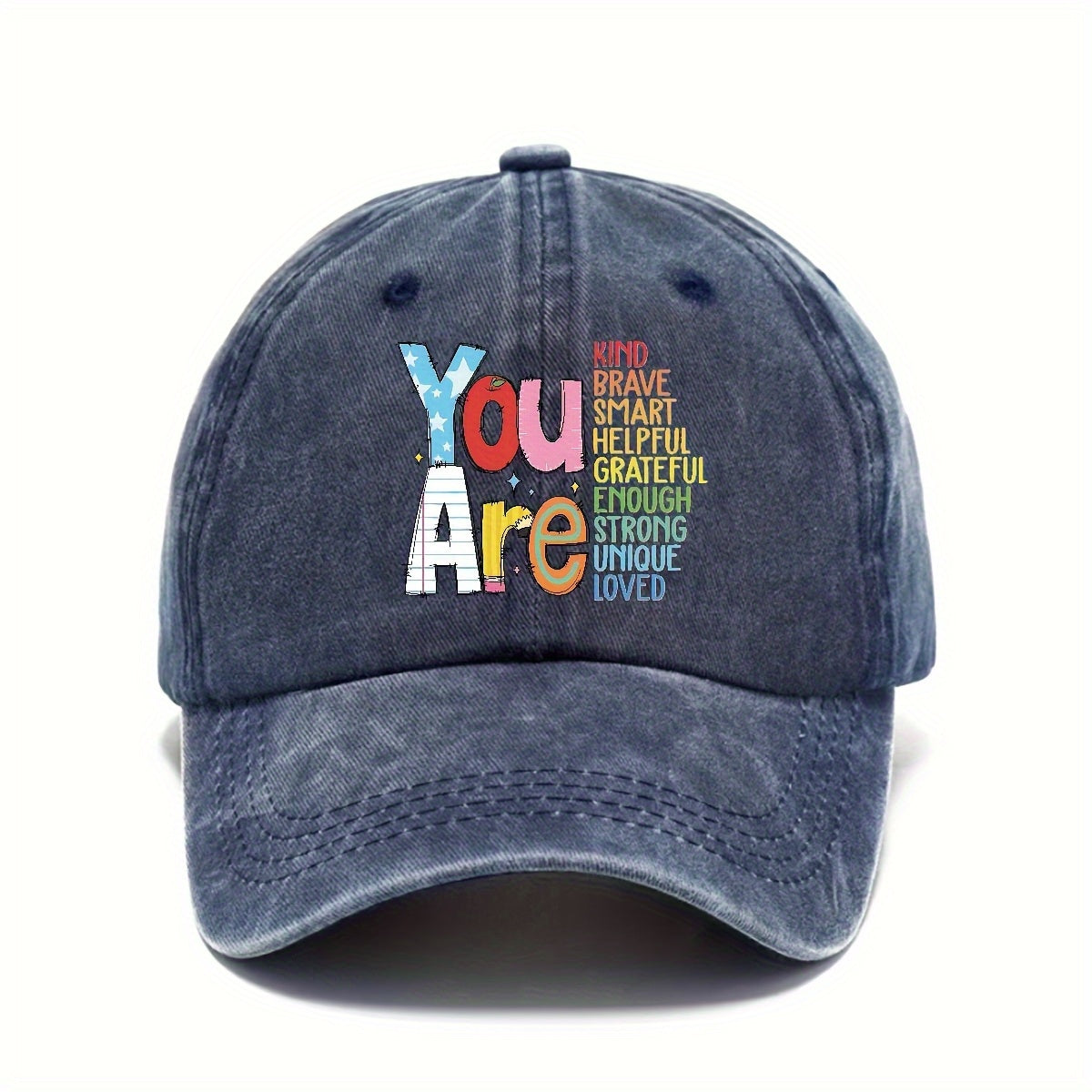 1 Adjustable Casual Baseball Cap for Women - Embossed "YOU ARE" Motivational Design with Inspirational Words,, Durable Digital Print, Outdoor Camping & Sports, Ideal Gift, Embossed Texture, Sports Accessory, Trendy Hat, Breathable Fabric, Print Hat, Sport