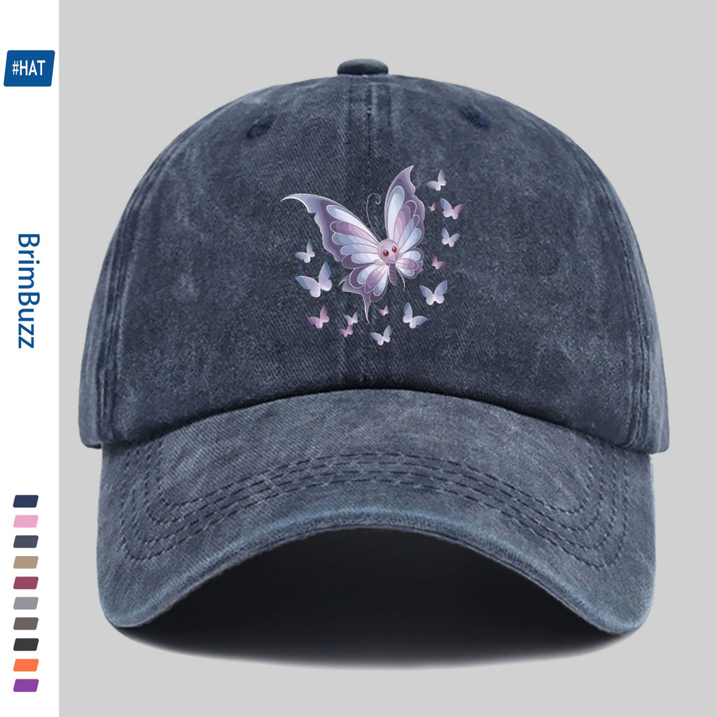 1 Butterfly Print Trucker Hat, Suitable for Travel, Outdoor Activities, and Daily Wear- Adjustable Snapback Hat with Butterfly Pattern, Lightweight and Unisex, Vintage Baseball Cap, Suitable for the Beach, Cycling, Parties, and Casual Wear(hand Was