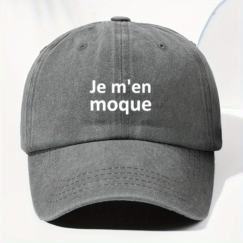 Men' & Women' Vintage French "Je M'en Moque" Trucker Hat - Adjustable Washed Soft-Top Baseball Cap Suitable for Outdoor, Fishing, Sports, Casual Wear - Unisex Suitable for Driving, Vacation, and Daily Activities