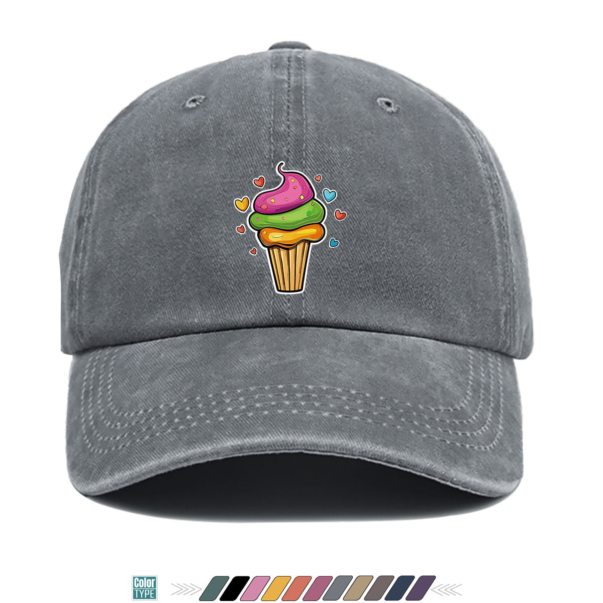 1pc Colorful Cream Cake Print Baseball Cap, Sweet Cute Sun Hat, Fashionable Individual Aesthetic Unisex Cap, Adjustable Size Street Trendy Hat, Bestie Outing Hat, Suitable for Daily Commute, Dates, Parties, Amusement Parks, Afternoon Tea
