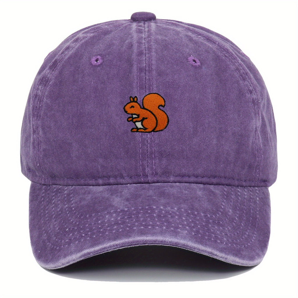 1 Adorable Squirrel Lightweight Baseball Hat - Stylish Trendy Urban Cap Retro Design Adjustable Baseball Hat Available in Various Colors Unisex Outdoor Sports Hat