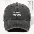 Men' & Women' Vintage French "Je M'en Moque" Trucker Hat - Adjustable Washed Soft-Top Baseball Cap Suitable for Outdoor, Fishing, Sports, Casual Wear - Unisex Suitable for Driving, Vacation, and Daily Activities