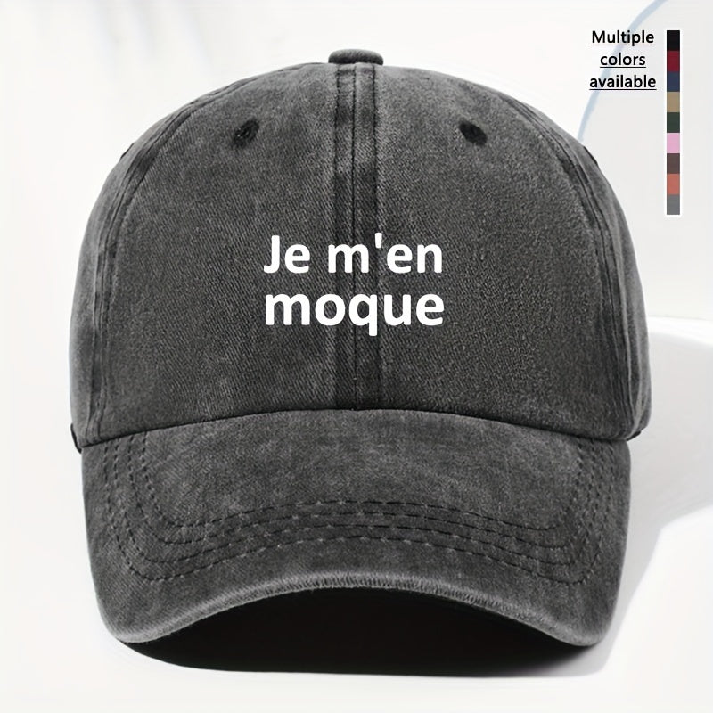 Men' & Women' Vintage French "Je M'en Moque" Trucker Hat - Adjustable Washed Soft-Top Baseball Cap Suitable for Outdoor, Fishing, Sports, Casual Wear - Unisex Suitable for Driving, Vacation, and Daily Activities