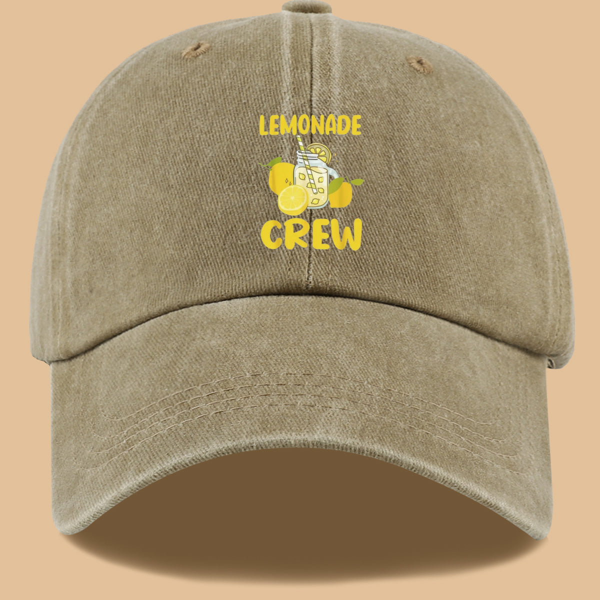 1pc Lemon-Themed "LEMONADE CREW" Printed Baseball Cap, Fresh Summer Style Sun Hat, Fashionable And Fun Design, Unisex Duckbill Cap, Adjustable Size, Casual Outing Sun Hat, Bestie Gathering Bestie Hat, Couple Date Couple Hat, Suitable for Picnics