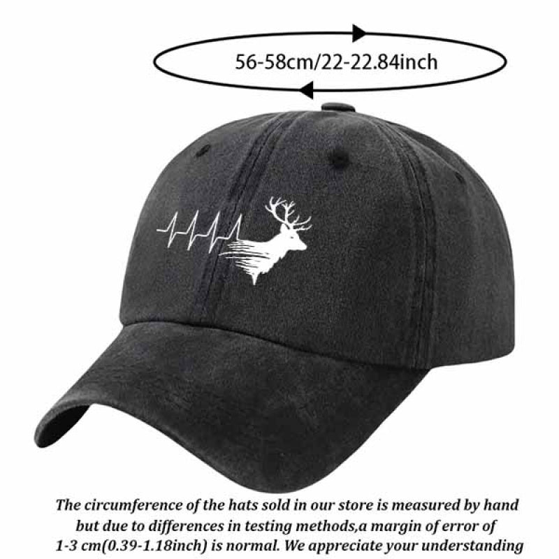 Casual Baseball Cap Featuring a Deer Head EKG Line, Perfect for Outdoor Everyday Wear
