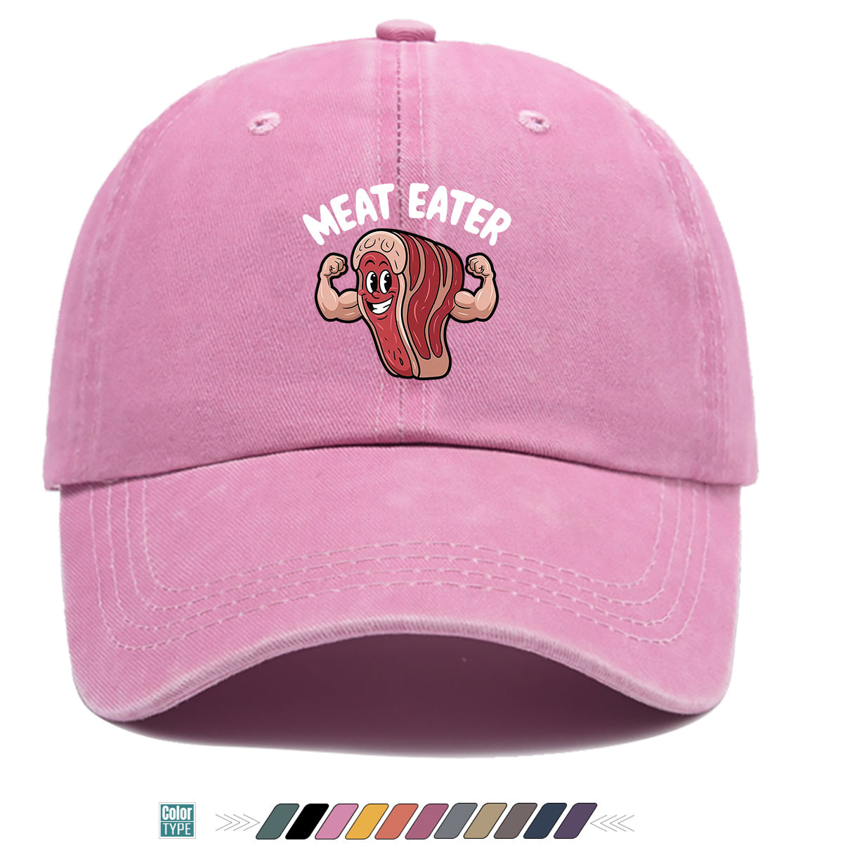 1pc 1pcs Muscle Steak Print Baseball Cap Suitable for Men & Women, Adjustable Duckbill Hat with Steak, Food-Themed Gift for BBQ Parties, Picnic, Outdoor, Casual Wear, Sports Hat for Foodie Friends, Birthday Present