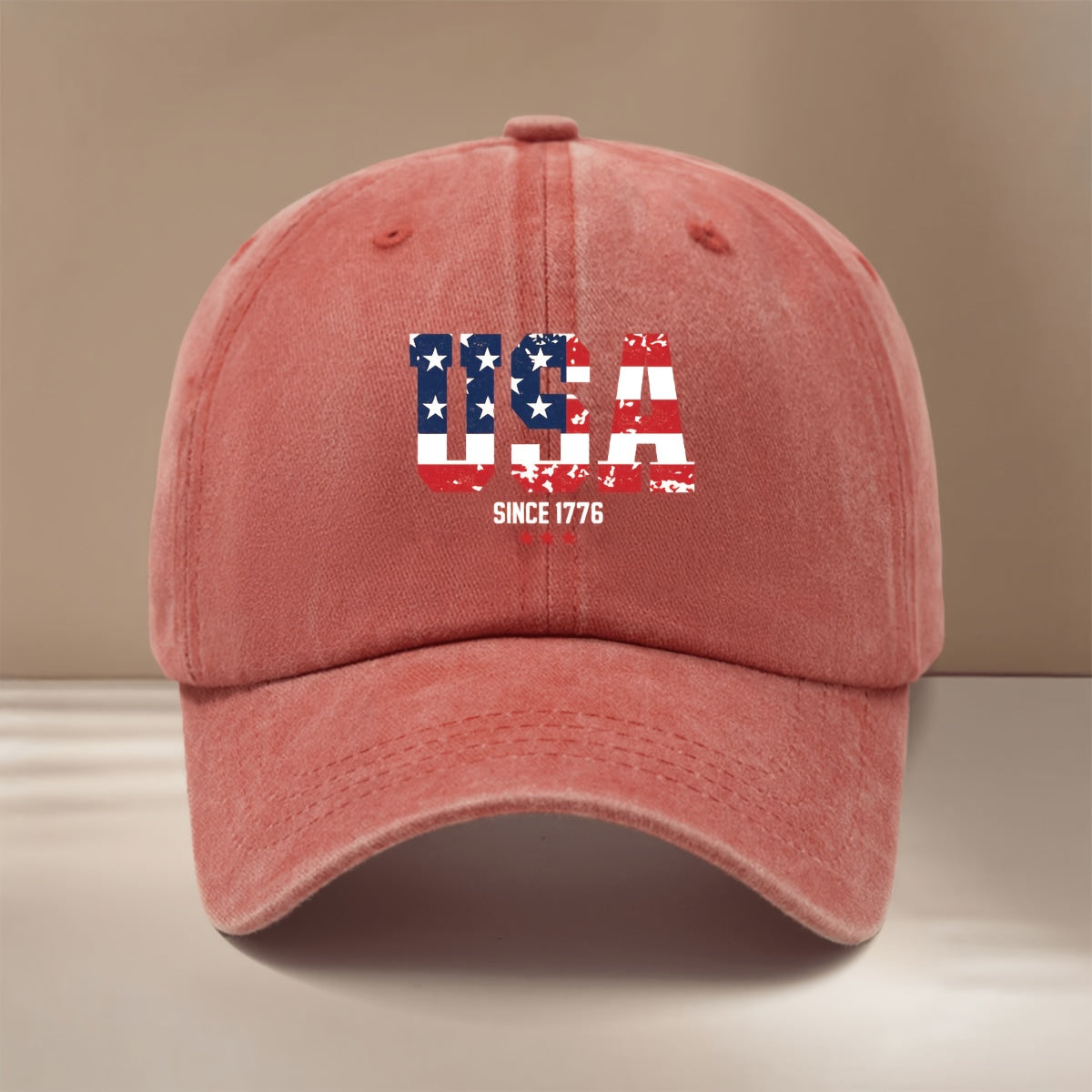 A Comfortable And Lightweight Baseball Cap Featuring The Text 'USA1776', Designed in a Trendy Hip-Hop Style with a Textured Feel. This Unisex Curved-Brim Cap Is Adjustable in Size, Made of Six Panels